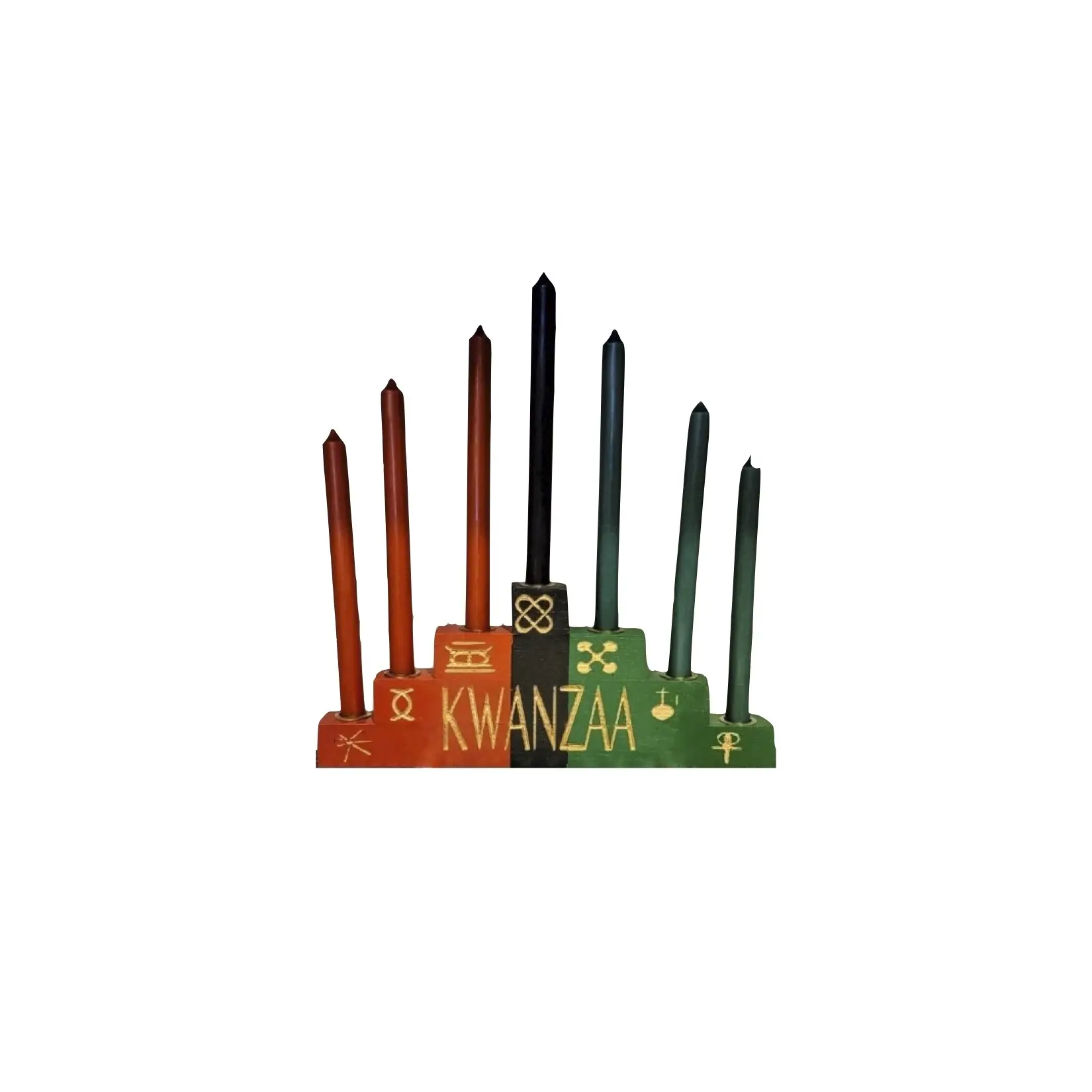 Kwanzaa Candle Holder – Pyramid Kinara with Engraved Kwanzaa Symbols