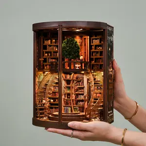 Soothee DIY Book Nook Kit with LED Lights | 3D Puzzles for Adults & Teens, Miniatures and Model Building Kits for Bookshelf Decor, Relaxing & Unique Gift for Craft Lovers | Wisdom Library