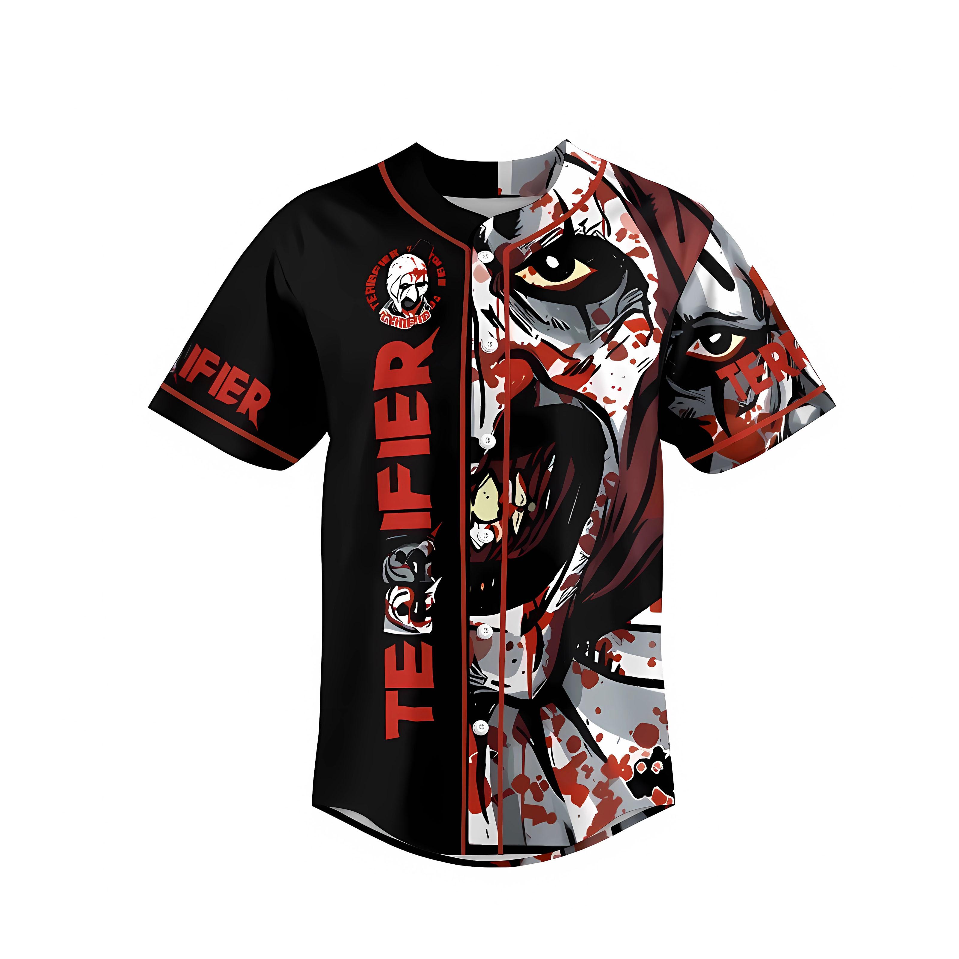 Horror Wild Baseball Shirt - Clown Movie Printed Baseball Shirt, Horror Movie Sports Shirt, 3D unisex baseball shirt, suitable for men to wear. Men's Gift Women's Gift Valentine's Day