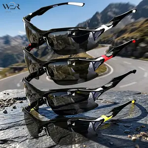 4PCS/1set Fashion Sport Sunglasses Men Women | Wrap Around Trendy Sunglasses | Black Driving Cycling Sunglasses with Color Accents | Stylish Performance Sunglasses Mens | UV Protection Shades for Running Hiking Outdoor