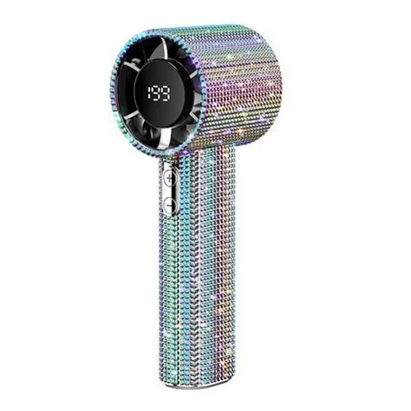 Diamond Handheld Fan, Portable Mini Fan with Digital Display, Adjustable Speed Rechargeable Personal Fan for Travel, Makeup, Outdoor, Women's Gifts