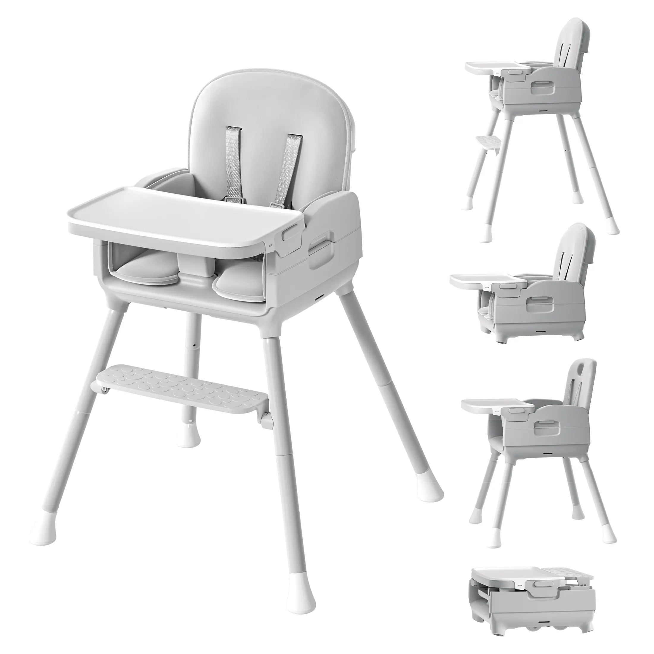 Portable Baby High Chair, Convertible Highchair for Infants & Toddlers, Foldable Feeding Chair with Safety Harness and Removable Tray, Booster Seat, Easy Clean, Perfect for Small Apartments, Ideal Gift for Boys & Girls, #SummerVibes ️