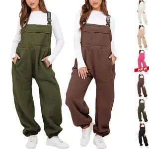 Naeduo Womens Fleece Overalls One-piece Bibs Jumpsuits Adjustable Suspender Straps Warm Winter Fuzzy Ski Pants(Sheet)