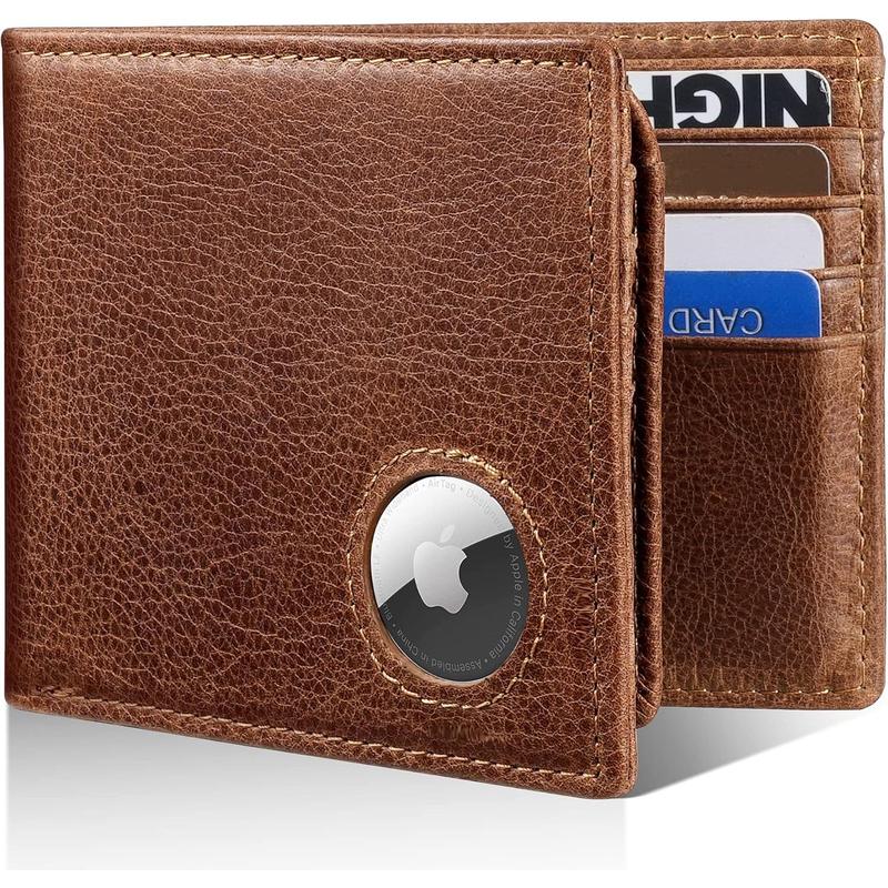 Mens Wallet With AirTag Holder, Bifold Leather RFID Blocking 1-2 ID Windows 12-13 Card Holders, Gift Box and Screen Protector Included, AirTag Not Included