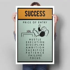 SUCCESS Price Of Entry Monopoly Poster Unframed, Motivational Poster Wall Art , Graffiti Cartoon Wall Art, Home Decor, Office Decor, Entrepreneur Motivation, Vintage Quote Poster