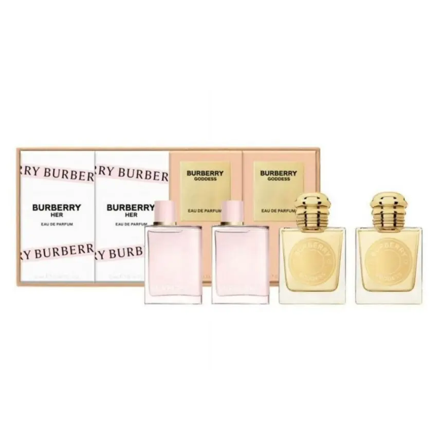 Burberry Ladies Mini Perfume Gift Set 4 x 5ml – Goddess EDP & Her EDP Travel Size Fragrance Collection Burberry Ladies Mini Perfume Gift Set 4 x 5ml – Goddess EDP & Her EDP Travel Size Fragrance Collection