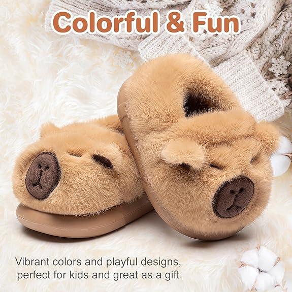 Drecage Toddler Kids Slippers Girls Boys House Shoes Winter Plush Warm Soft with Cute Cartoon Design Indoor Shoes for Boys and Girls
