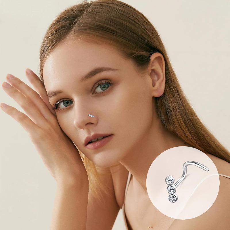 44PCS Hypoallergenic Nose Rings Set Surgical Stainless Steel Body Piercing Jewelry with Moon Star Heart Butterfly Designs Unisex Accessories for Women Men