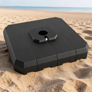 317lb/330lb Heavy Duty Cantilever Offset Umbrella Base Weight Set, 4-Piece Water & Sand Fillable Square Stand, Wind Resistant Outdoor Umbrella Weights for Garden Deck Poolside Backyard Patio, Black