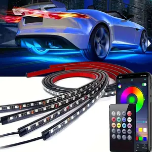 4Pcs Car Underglow Neon Accent Strip Lights 252 LEDs RGB 8 Color Sound Active Function Music Mode with Wireless Remote Control Underbody Light Strips for Cars Van SUV Truck underglow kit