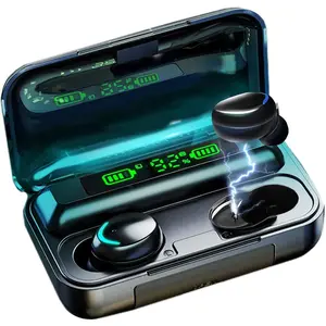 Fully Wireless Bluetooth 5.0 Rechargeable IPX7 Waterproof Earbud Headphones with Microphone 100+ Hrs Playtime Case, Powerful Surround Stereo Bass and Passive Noise Cancelling (Black)