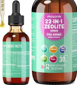 Zeolite Detox for Kids and Adults, Herbal Detox with 800mg DHA, 500mg Inulin, Probiotics & Vitamin B12, D3, C, B6, Cilantro Extract Cleanse to Support Brain, Immune, Gut, Energy, Berry Flavor, 60ML