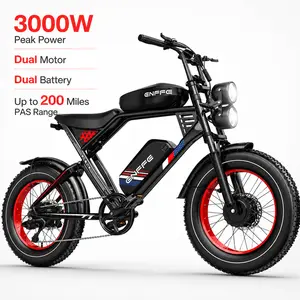 Dual Motor Electric Fat Bike - 3000W Peak Power, 48V 45Ah Battery, 20×4 Tires, 32MPH Max Speed, 200-mi PAS Range, 35° Hill Climbing, Full Suspension, 7-Speed, Sports & Outdoor Leisure Cycling E-Bike
