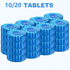 20/10Pcs Automatic Toilet Cleaner Tablets - Low odor, fresh, perfect for plastic surfaces, easy to use, suitable for home hygiene, powerful toilet cleaner, suitable for tough stains, long-lasting deodorizer