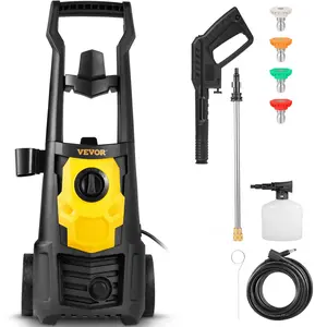 VEVOR Electric Power Washer, 2000 PSI, Max 1.65 GPM Pressure Washer with 30 ft Hose & Reel, 5 Quick Connect Nozzles, Foam Cannon, Portable to Clean Patios, Cars, Fences, Driveways, ETL Listed