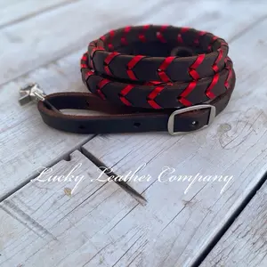 USA MADE, Butter Soft Metallic Red Barrel Reins, Handmade in Idaho!