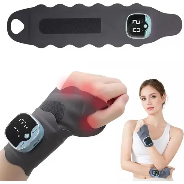 Cordless 3 Heat Levels Hand & Wrist Tendon Massager,Wearable Hand Heating Pad,Electric Heat Wrap for Office & Gamers