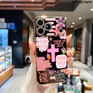 Bible Verse Cross Pattern Soft Phone Case for iPhone 17 Pro Max Air 16 Plus 15 14 13 12 11 Elegance Luxury Golden Edge Electroplating TPU Phone Protection Cover Premium Slim Shockproof Lightweight Protective Cover Advanced fashion gift
