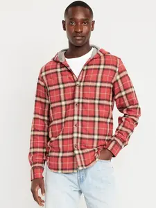Old Navy Men's Hooded Plaid Flannel Shirt