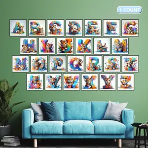 Tiger & Colorful Alphabet Pattern DIY Diamond Arts Colorful Painting Kit without Frame, 1 Count DIY Decorative Art Picture for Beginner, Wall Art Painting Handmade Gifts