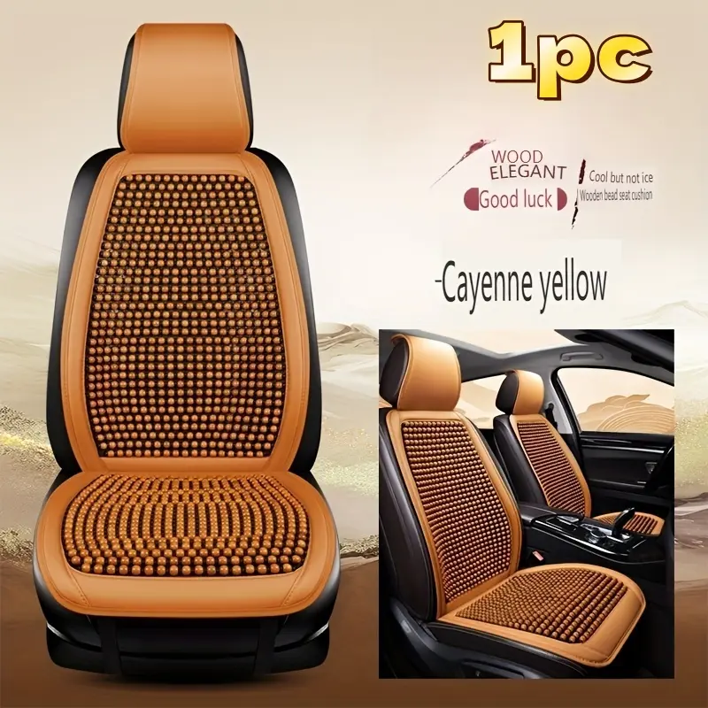 Summer Waist Hand Bracelet Wooden Beads Universal Breathable Front Seat Car Cushion Car Seat Cover, 1pc Small Waist Support Pad for Comfort