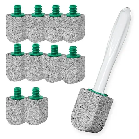Humwam Toilet Cleaning Wand Cleaner System - Long Handle Refillable Set with Toilet Bowl Scrubber, Plungers, 10 Pumice Stones, Anti-Fouling, Tackles Hard Water Stains, Space-Saving, Gentle on Bowls, Bathroom Supplies
