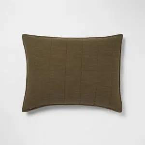 King Space Dyed Cotton Linen Sham Olive - Threshold: Woven Zipper Closure, OEKO-TEX Certified