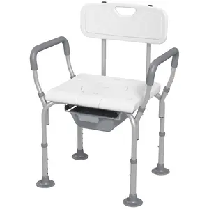 Comfort wide seat shower chair durable hdpe panel anti slide suction base portable practical layout ideal daily sitting assistance equipment for aging and physically impaired family members