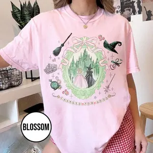 comfort color Coquette Bow Wicked Change For Good Shirt, Defy Gravity Broomstick Magic Wand, Wizard Movie Fan Shirt, Wicked Musical Fan Gift