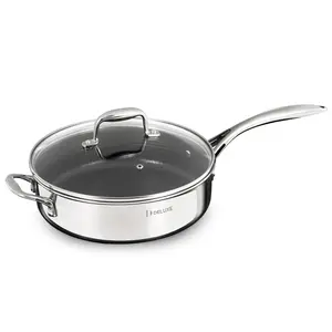 DELUXE Hybrid Ceramic Nonstick 3.7 Qt Deep Sauté Pan with Lid