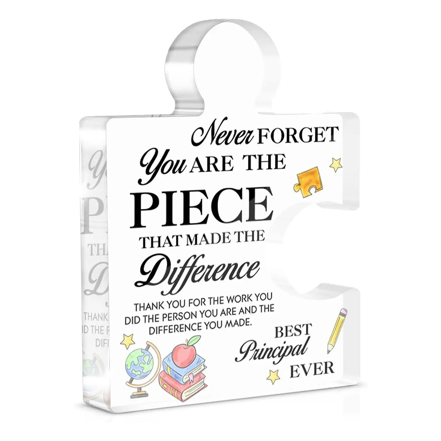 Principal Appreciation Gift for Going Away Retirement, Best Principal Ever Acrylic Puzzle Plaque Sign Principal's Office Desk Decor, Acrylic Desktop Decoration