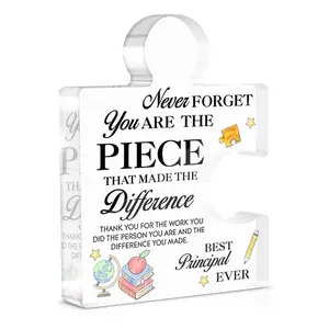 Principal Appreciation Gift for Going Away Retirement, Best Principal Ever Acrylic Puzzle Plaque Sign Principal's Office Desk Decor, Acrylic Desktop Decoration