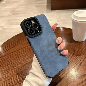 Personalized Suede Leather Phone Case for iPhone 17 Pro Max Air 16 15 14 13 12 11 Pro Max Plus X/XS XSMAX Military Grade Drop Protection Shockproof Protective Cases for Men Women Soft Phone Cases for iPhone 17 Pro Max