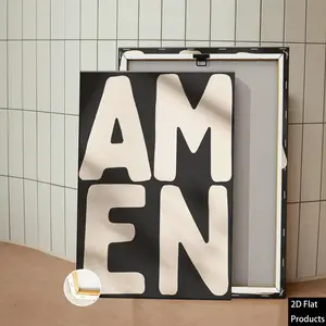 Christian "Amen" Scripture Wall Art - Minimalist Black & White Canvas Print in Wooden Frame; Ideal for Home, Church, or Office Decor; Inspirational Religious Gift; Easy to Hang; A Perfect Fit for Any Room.