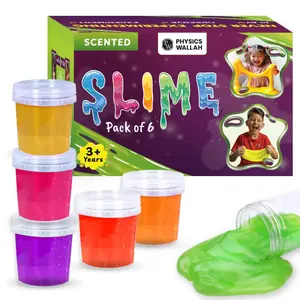 Curious Jr by PW Slime Kit for Kids 3 to 10 Years – 6 Fruit-Scented Colourful Slimes with Moulds, DIY Sensory Play, Soft & Non-Toxic, Birthday/Return Gift for Boys & Girls