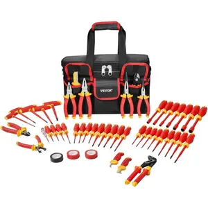 VEVOR Insulated Screwdriver Set, 12 - Piece Professional Electrical Screwdriver Set, 1000V Insulated Electrician Tool Set, with Magnetic Phillips Slotted Tips, Insulated Pliers, and Diagonal Pliers