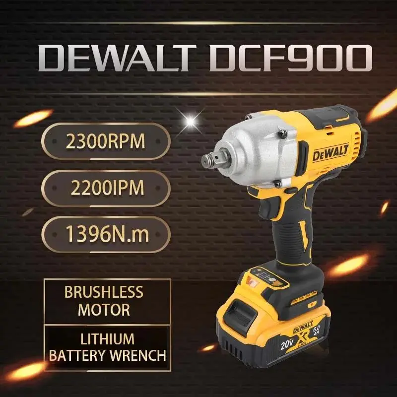 DEWALT DCF900 20V High Torque Cordless Impact Wrench, 1/2 in Hog Ring Anvil, Heavy-Duty Jobsite Hand Tool