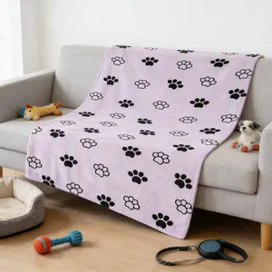 Cute Dog Cat Paw Print Pet Lover Gift Soft Cozy Flannel Blanket Light Purple Paw Pattern Plush Throw Warm Fuzzy Bedroom Sofa Blanket Perfect Gift for Cat Dog Mom Pet Owners Women Kids Birthday Holiday Home Decor