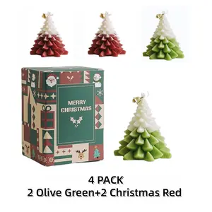 Set of 4 Christmas Tree Scented Candles, Aromatherapy Gift Box Set, Creative Holiday Decor & Birthday Present Ideas