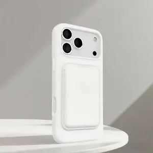 Versatile Card Holder Magnetic Silicone Case in for iPhone 17 Pro Max, Simplistic Magnet Wireless Charging Phone Case, Phone Protective Cover