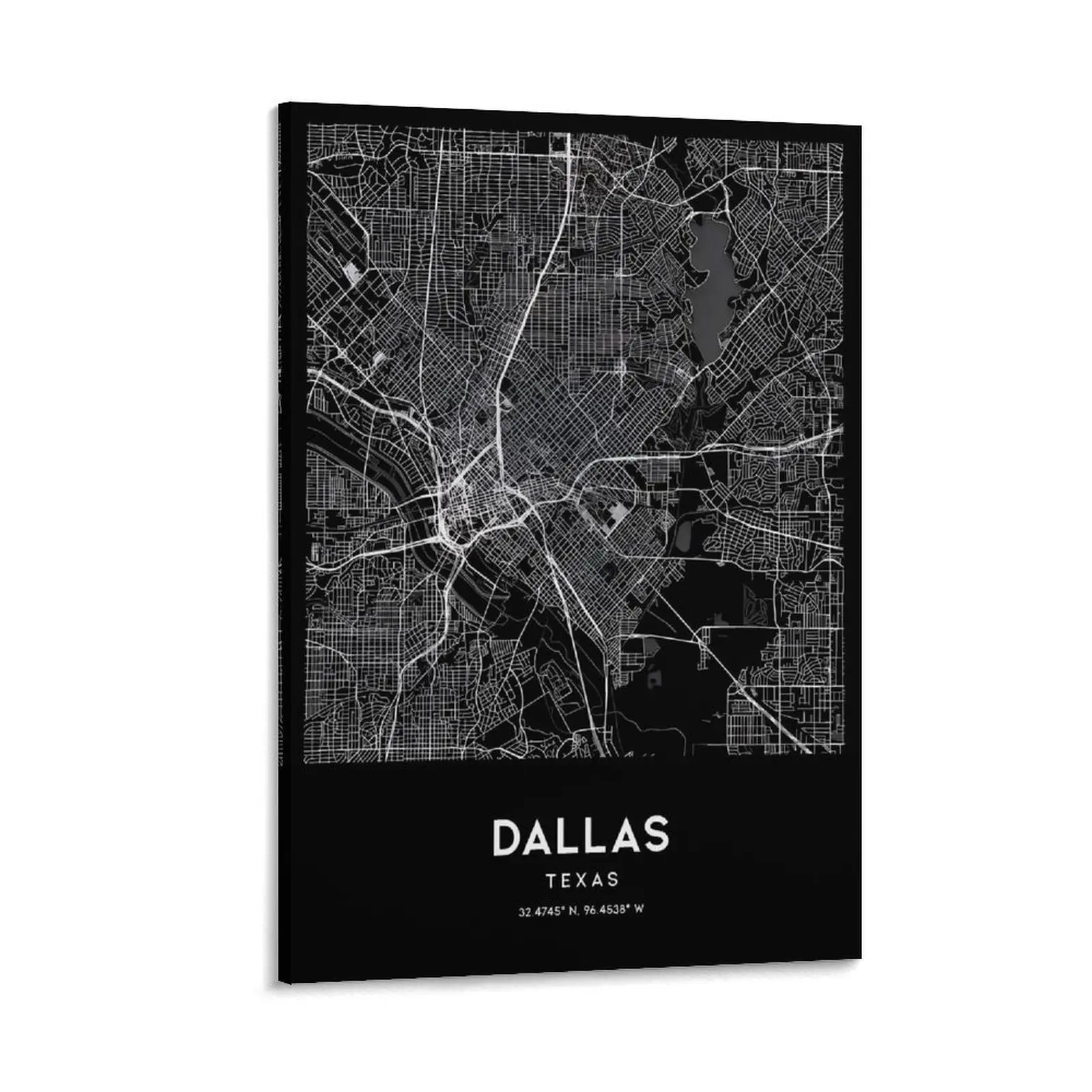 Dallas Map Poster Wall Art Texas City Map Print Street Map Decoration Poster Canvas Wall Art For Bedroom Decor Bar Office Room Decor Gift