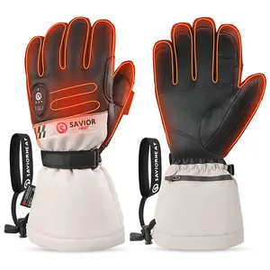 Savior Heat Heated Ski Gloves Touch Screen 7.4V 2200mAh Battery Winter Snowboarding Skiing Warm Gloves with Adjustable Temperature Button Anti-Slip Design for Outdoor Activities
