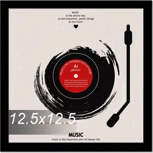 Vinyl Record Frame for the Wall Display Album Cover, Black 12.5 x 12.5 Frame for any 12 Inch LP Record with Cover - 1 Pack/Black