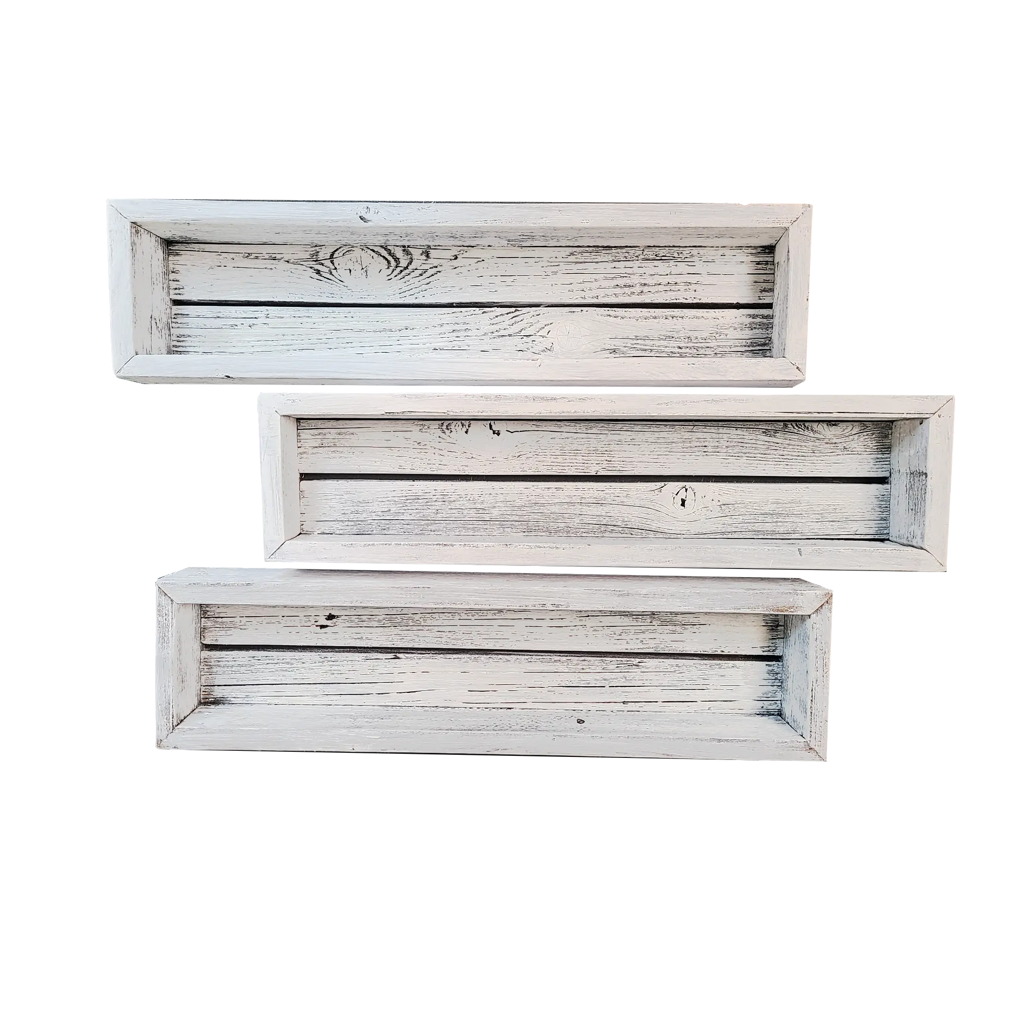 Reclaimed Wood Shadow Box with Wood Backing - Rustic Farmhouse Barnwood Style - Floating Shelves (Rectangle) Decor Set Wooden Shelf Wall