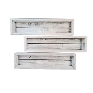 Reclaimed Wood Shadow Box with Wood Backing - Rustic Farmhouse Barnwood Style - Floating Shelves (Rectangle) Decor Set Wooden Shelf Wall