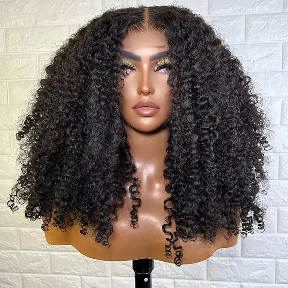 Pre Cut Kinky Curly Wigs 4x4 HD Glueless Wig Human Hair 250% 4C Afro Curly 13x4 Lace Front Human Hair Wigs 6x4 HD Glueless Wig Deep Wave