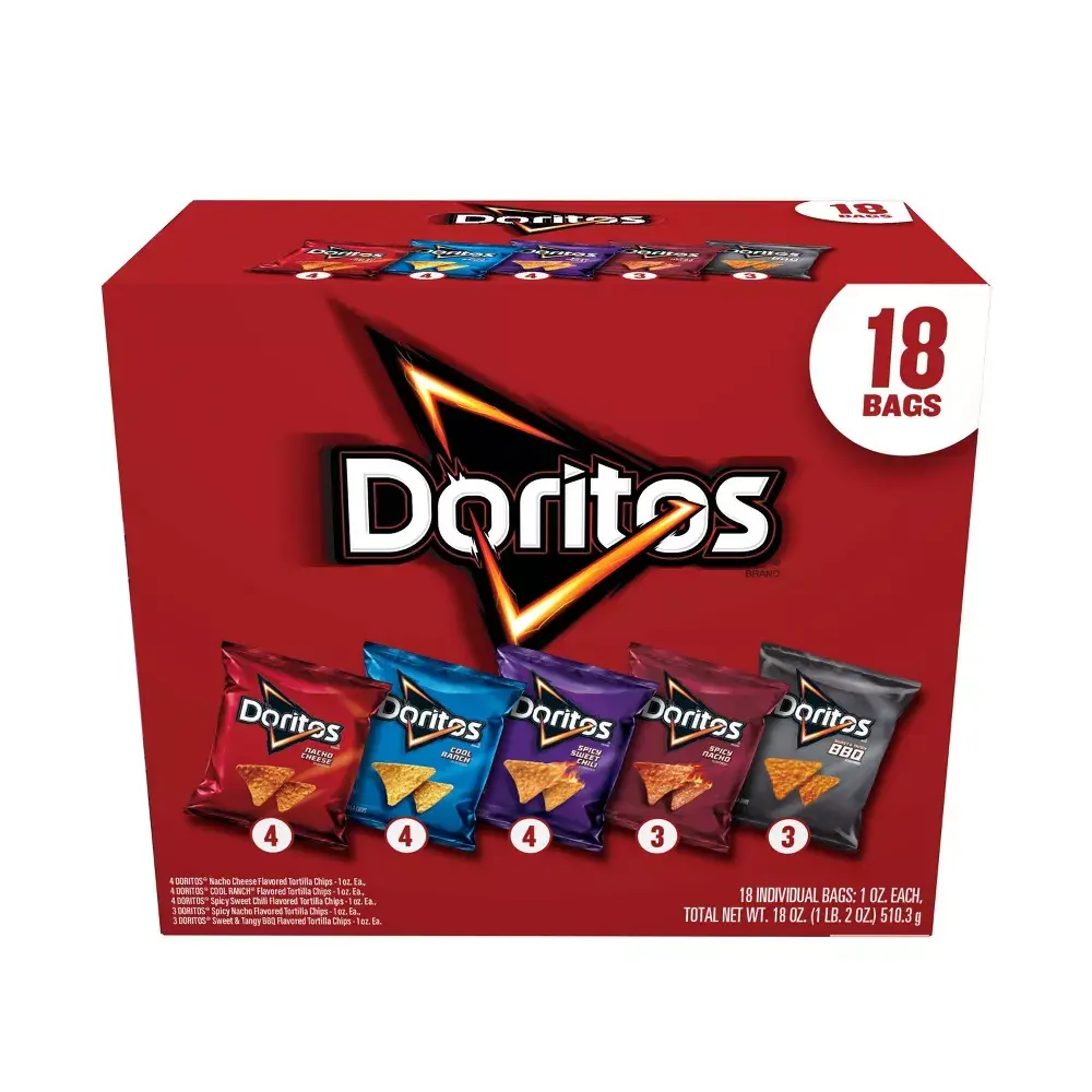 Doritos Mix Variety Pack, 18 Count – Assorted Single-Serve Tortilla Chips, 18 oz Snack Variety Pack