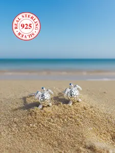 S925 Sterling Silver Earrings Cute Turtle Earrings for Women, Plain Earrings Bohemian Style Summer Beach Jewelry, Perfect Anniversary Gift, Stud Earring Jewelry