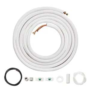 VEVOR 25FT Mini Split Line Set, 1/4 3/8 O. D Copper Pipes Tubing and Triple-Layer Insulation, for Air Conditioning or Heating Pump Equipment HVAC with Rich Accessories (27ft Connection Cable)