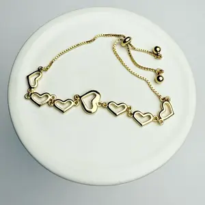 Heart shaped adjustable bracelet perfect for any occasion gold plated bracelet